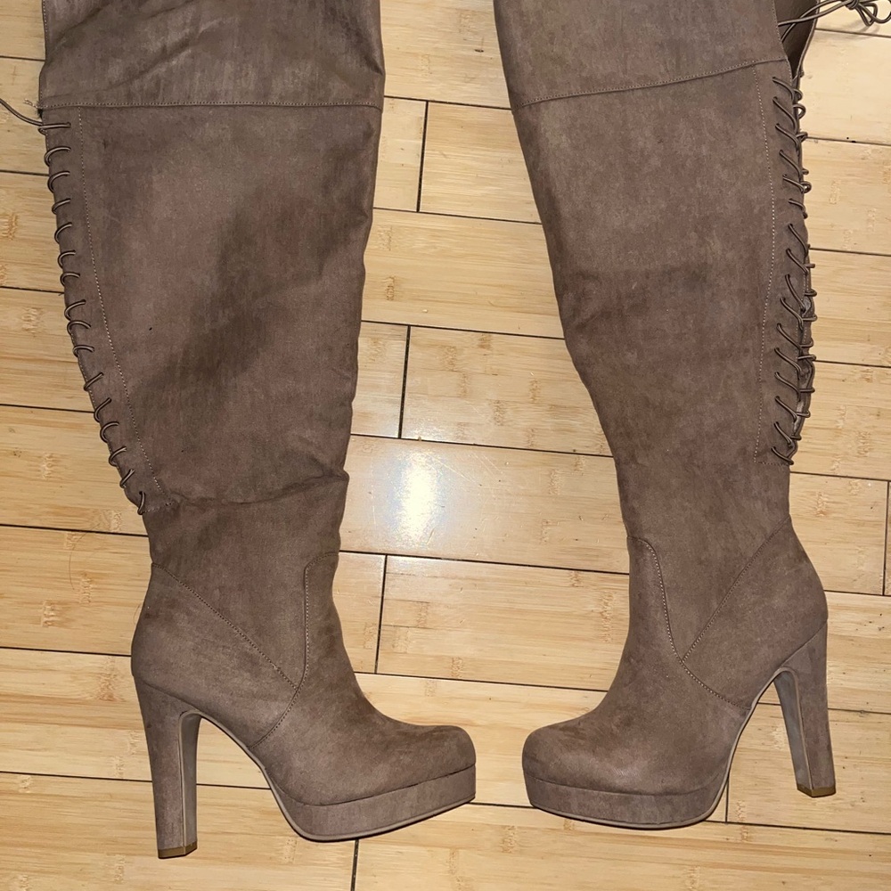 Torrid Taupe Over the Knee Boots